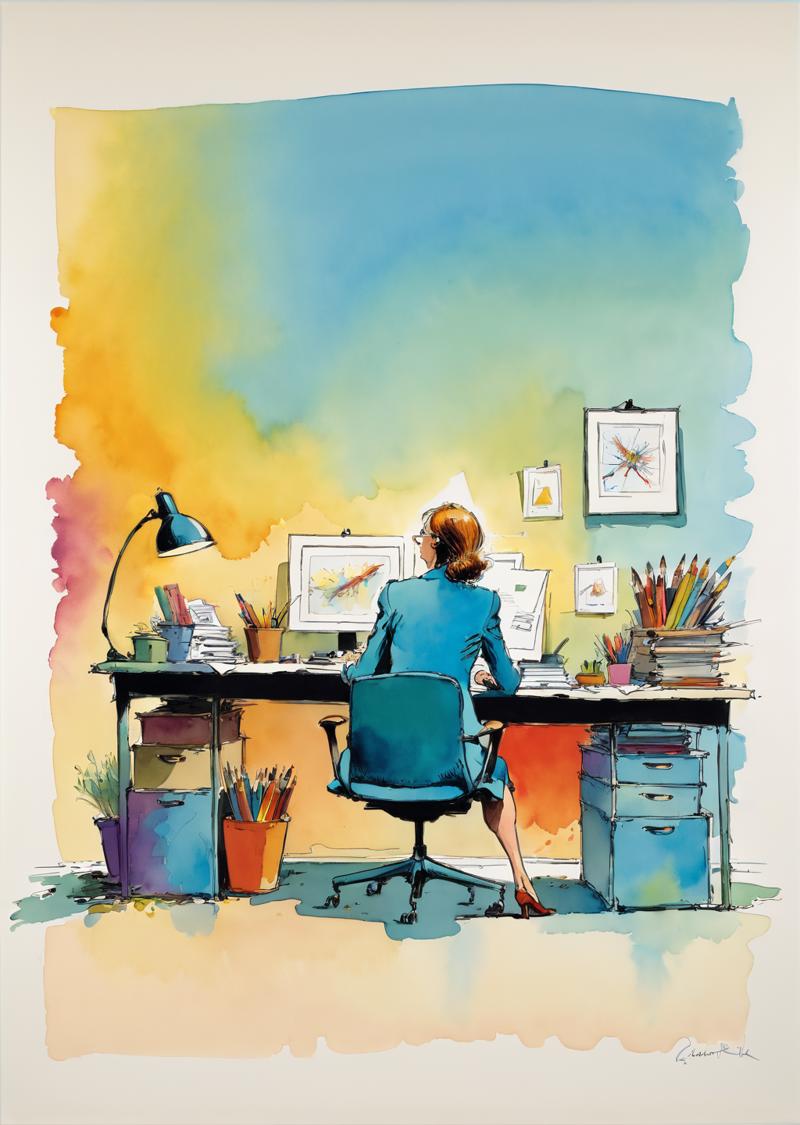 00229-1704670854-1 woman_working _office_gradient___(art   by  Quentin Blake_).png